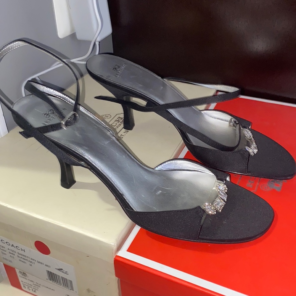 8.5 medium with Anne Klein black satin sandals